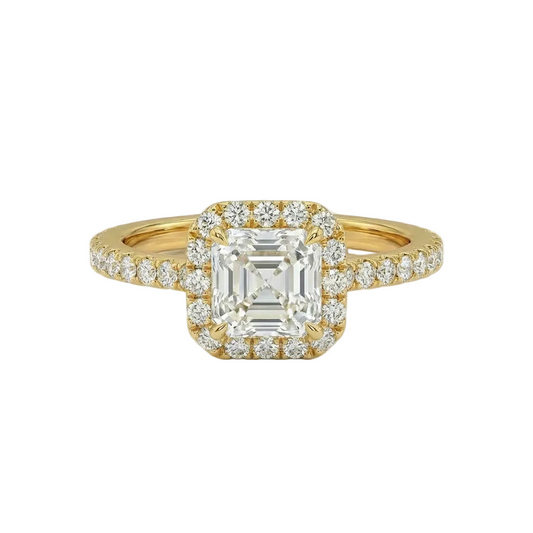 Asscher Halo Pavé Ring