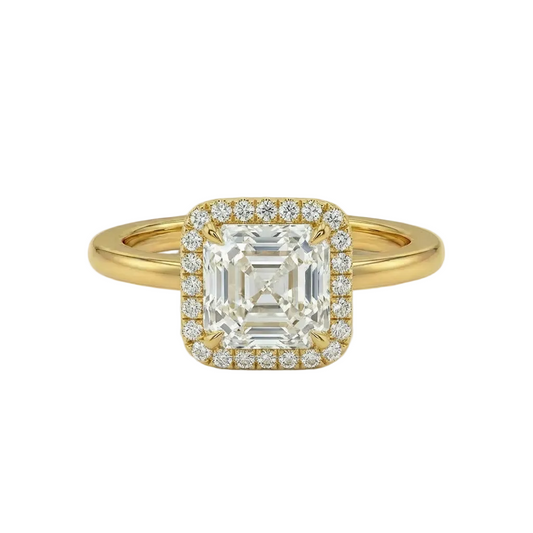 Asscher halo ring