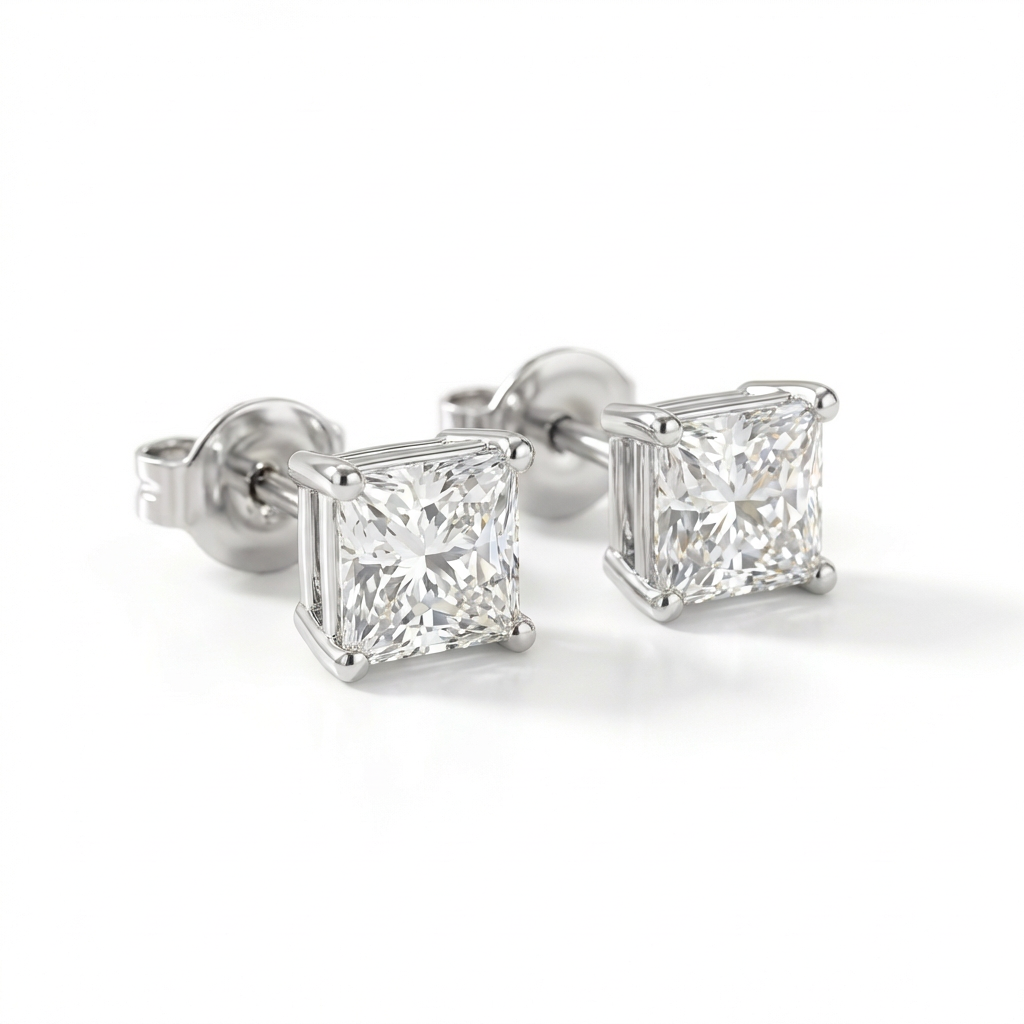 Princess cut earrings