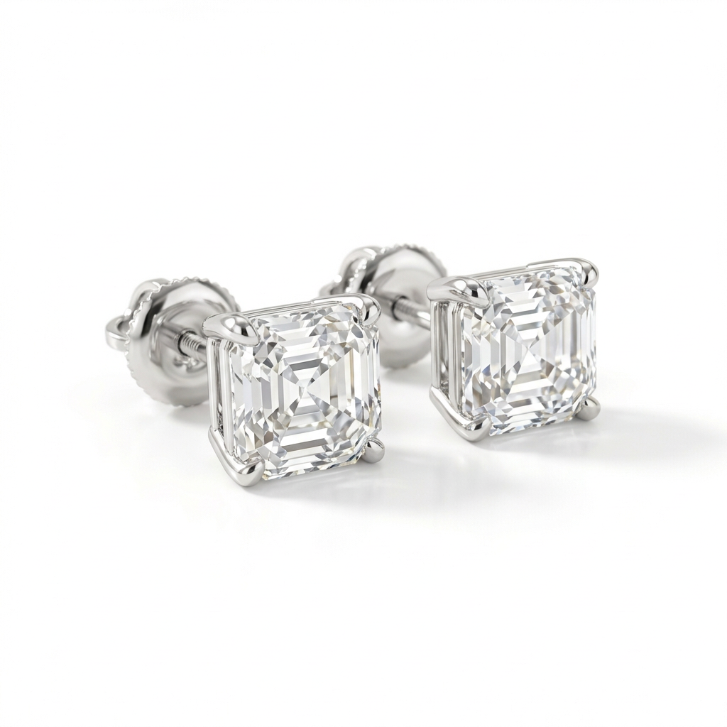 Asscher cut earrings