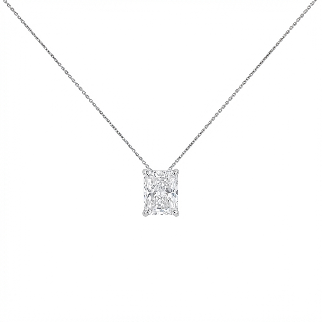 Radiant shape solitaire pendant