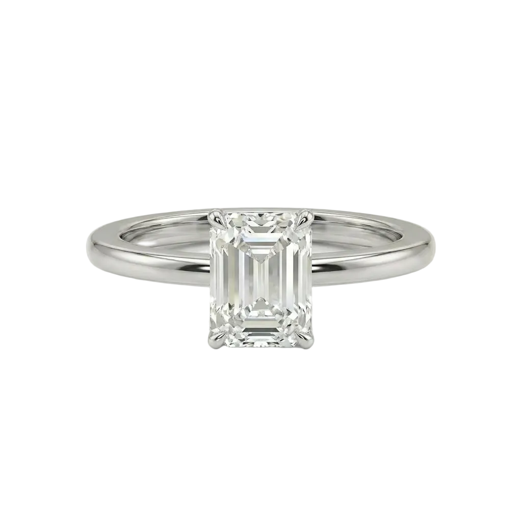 Emerald cut solitaire ring