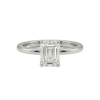 Emerald cut solitaire ring