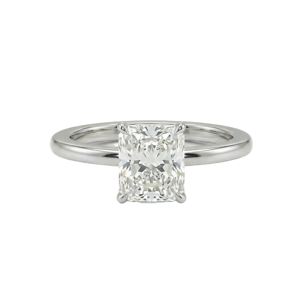Radiant cut solitaire ring