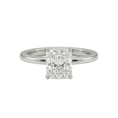 Radiant cut solitaire ring