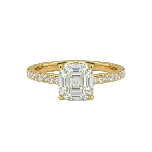 Asscher Diamond pavé ring