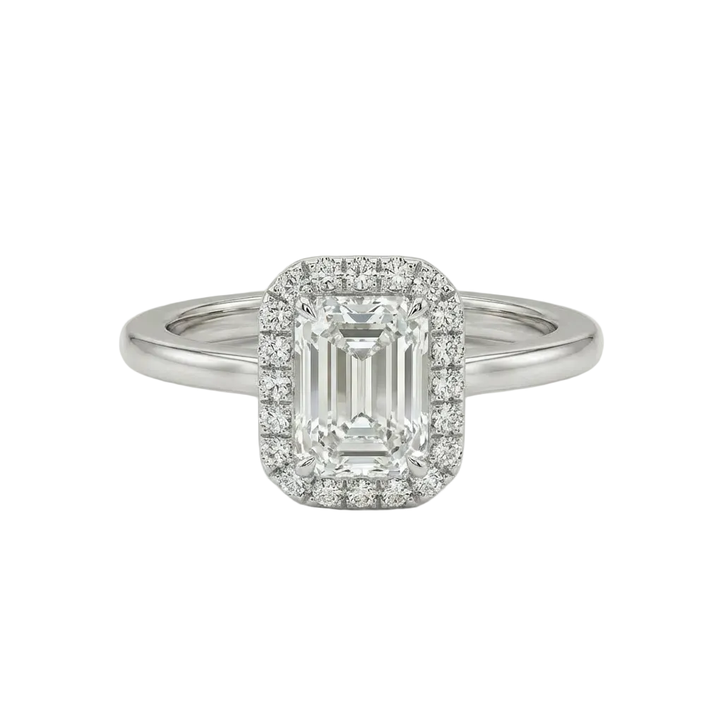 Emerald halo ring