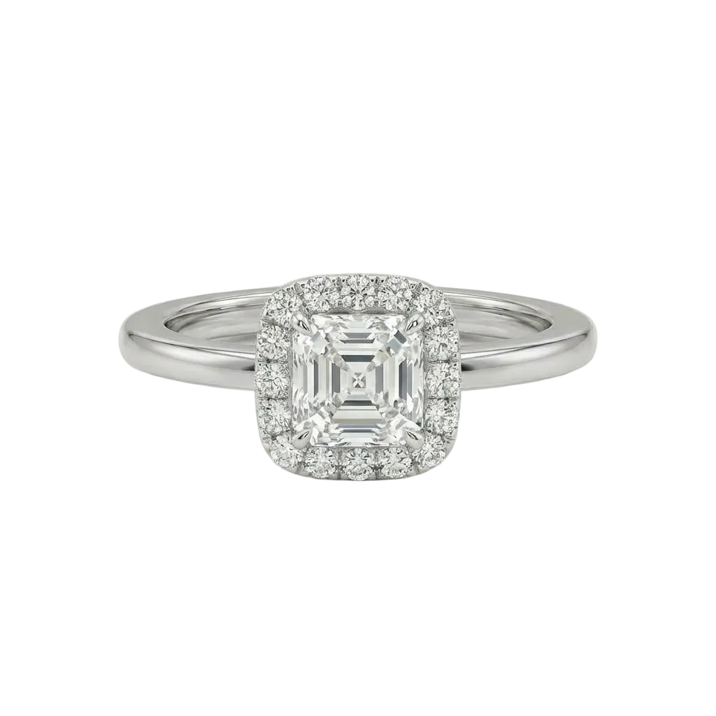 Asscher halo ring