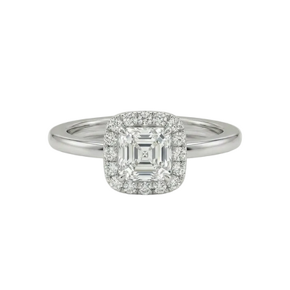 Asscher halo ring