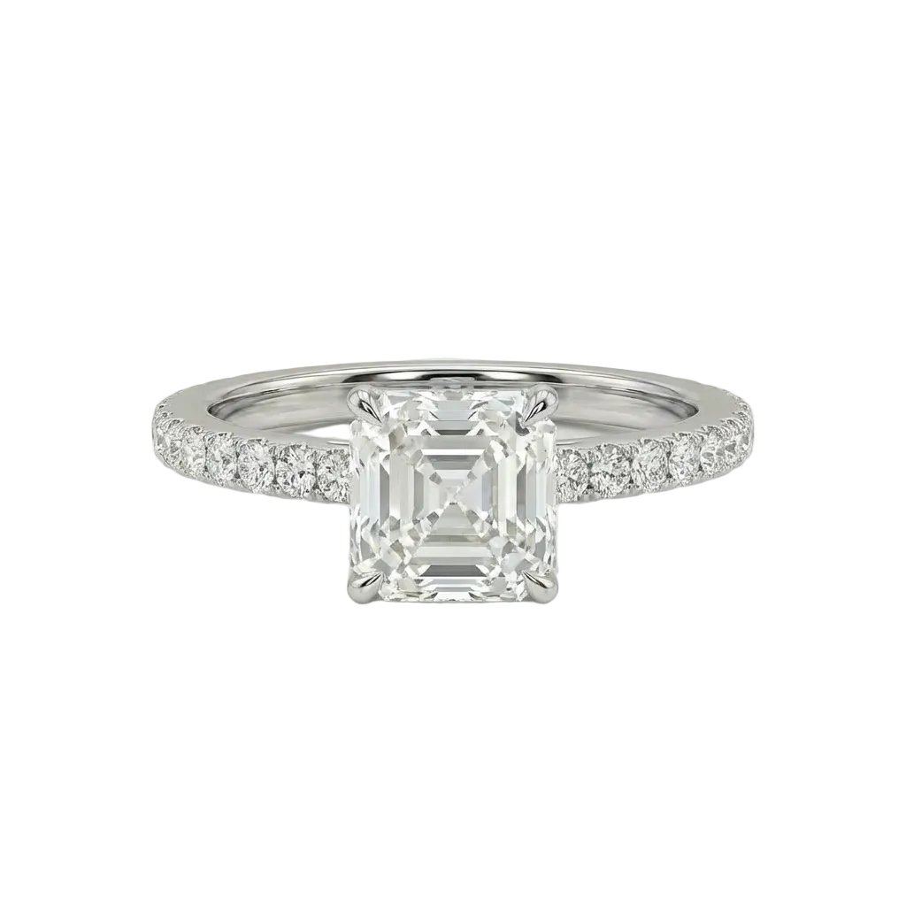 Asscher Diamond pavé ring