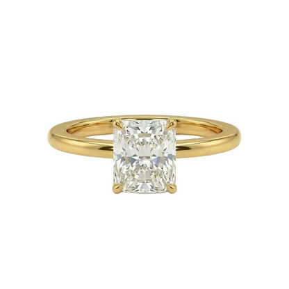 Radiant cut solitaire ring