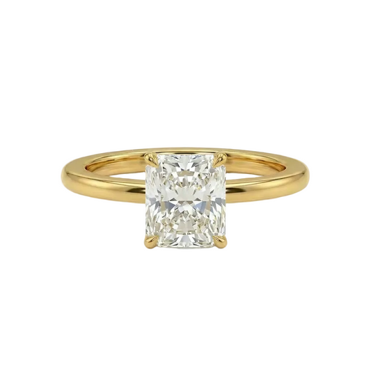 Radiant cut solitaire ring