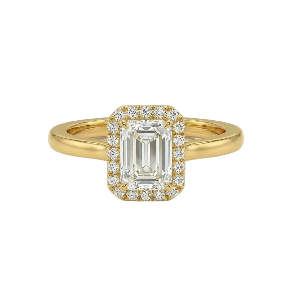 Emerald halo ring