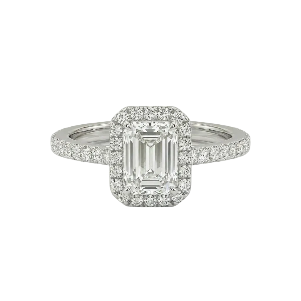 Emerald Halo Pavé Ring