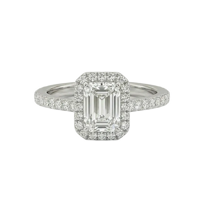 Emerald Halo Pavé Ring