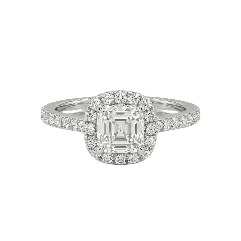 Asscher Halo Pavé Ring