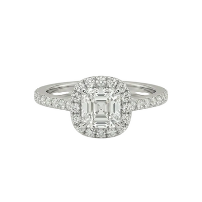Asscher Halo Pavé Ring