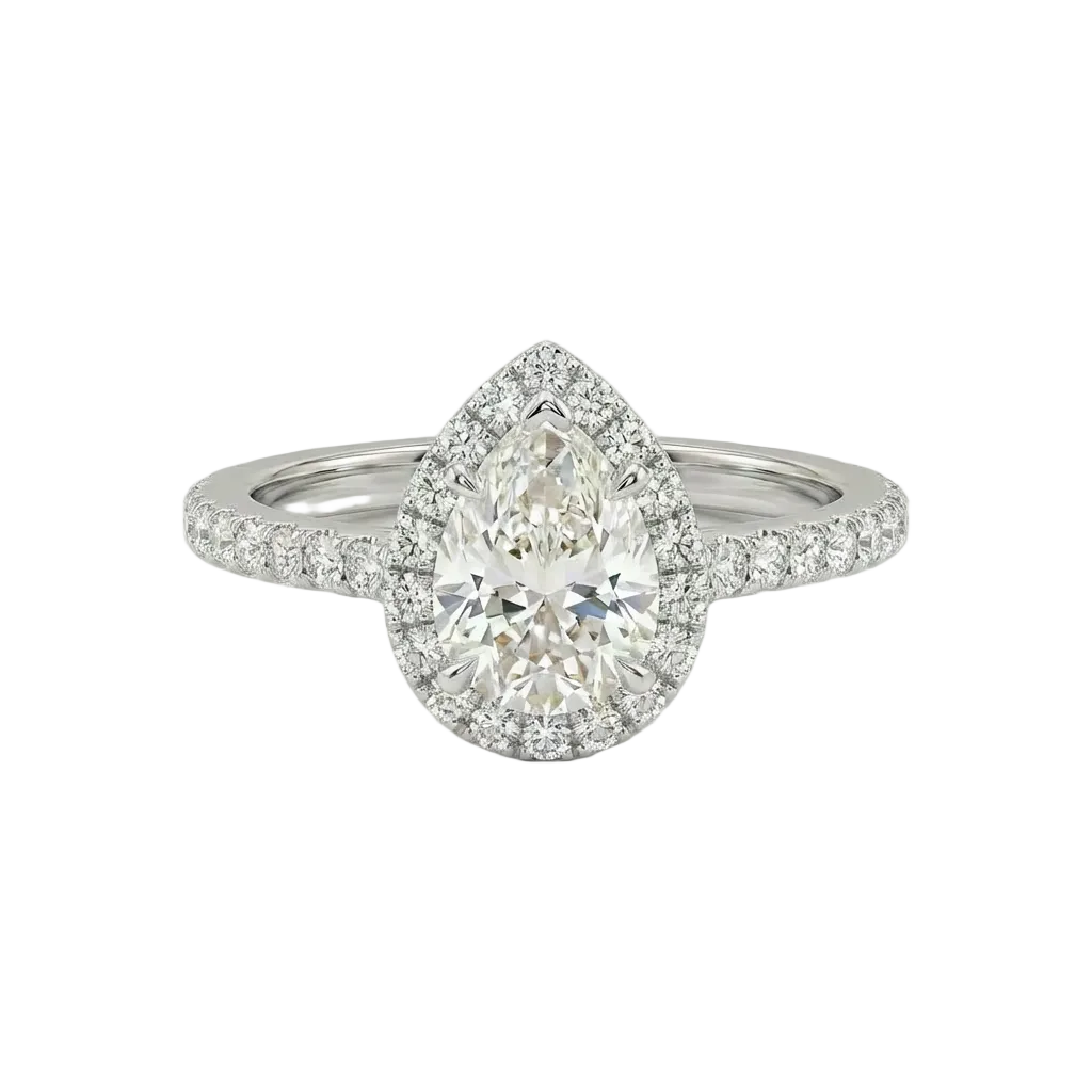 Pear Halo Pavé Ring