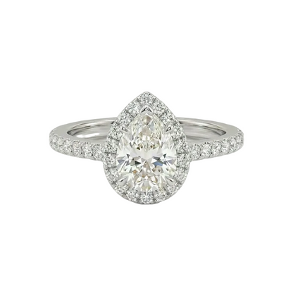 Pear Halo Pavé Ring