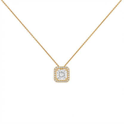 Halo pendant cushion cut