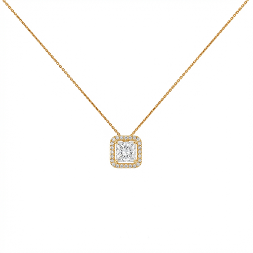 Halo pendant cushion cut