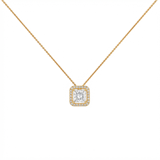 Halo pendant cushion cut