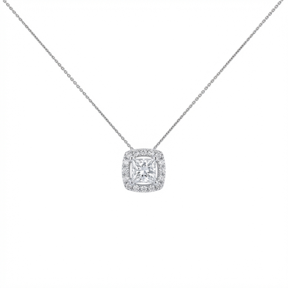 Halo pendant cushion cut