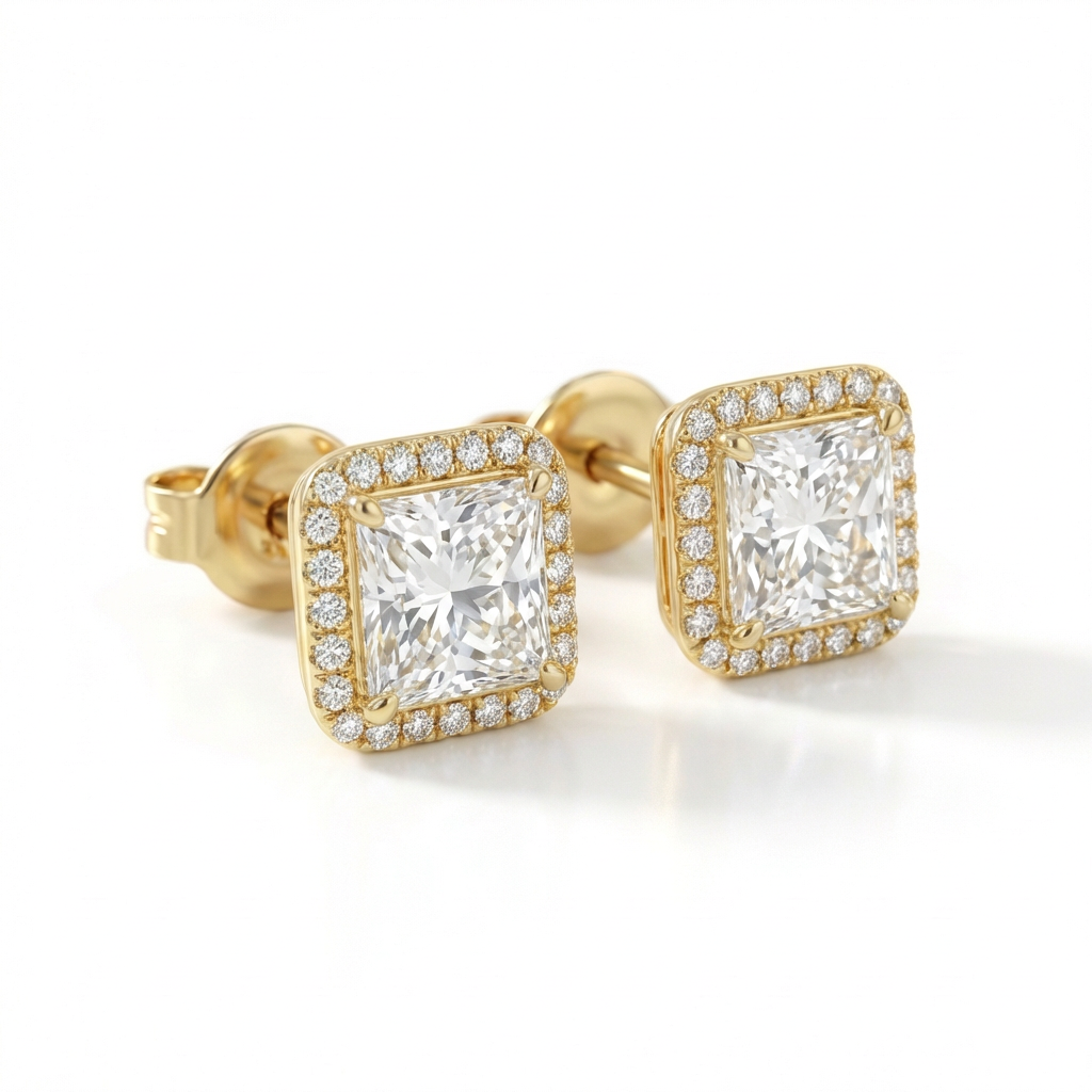 Princess halo earrings