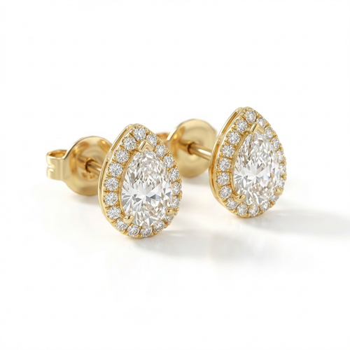 Pear halo earrings