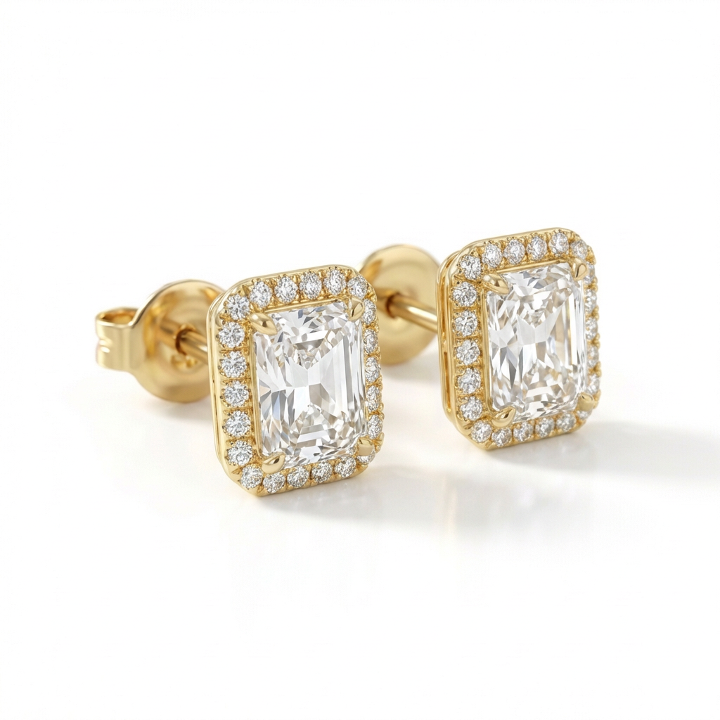 Emerald halo earrings