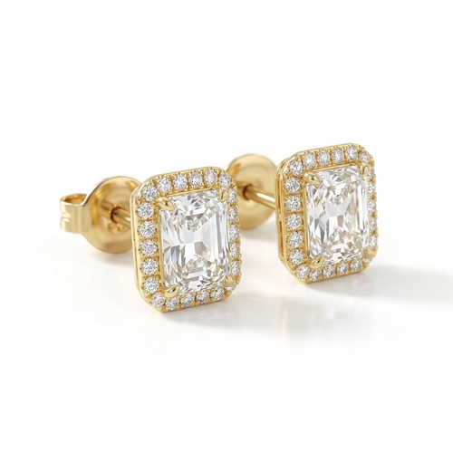 Emerald halo earrings