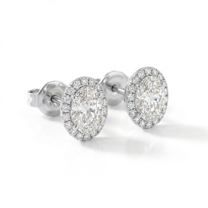 Oval halo earrings