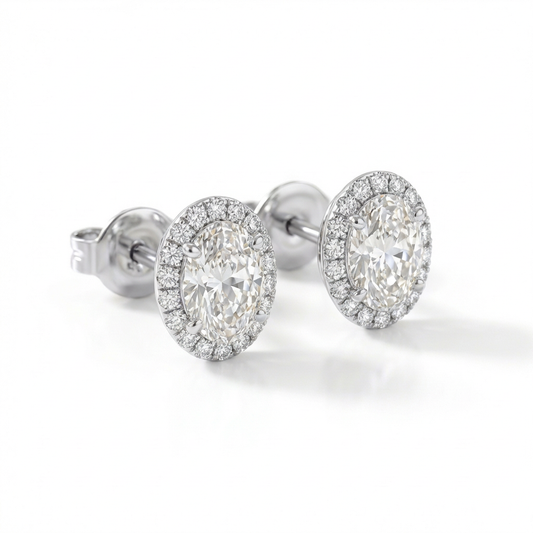 Oval halo earrings