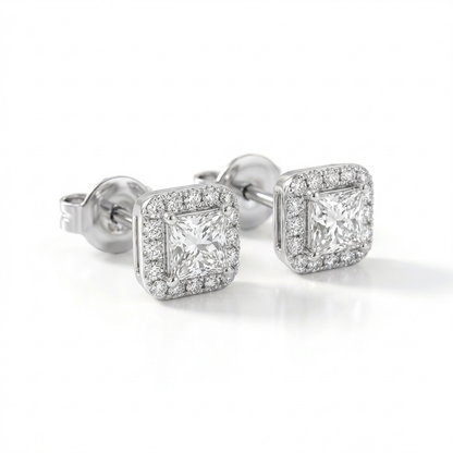 Princess halo earrings