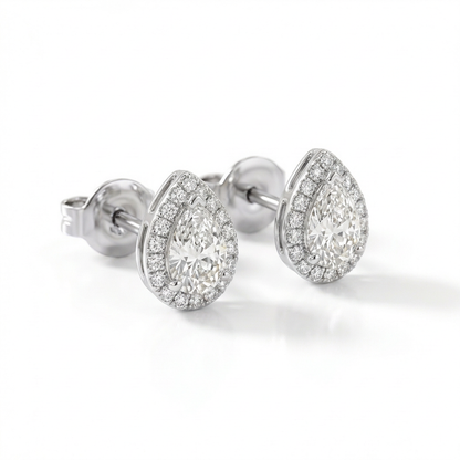 Pear halo earrings
