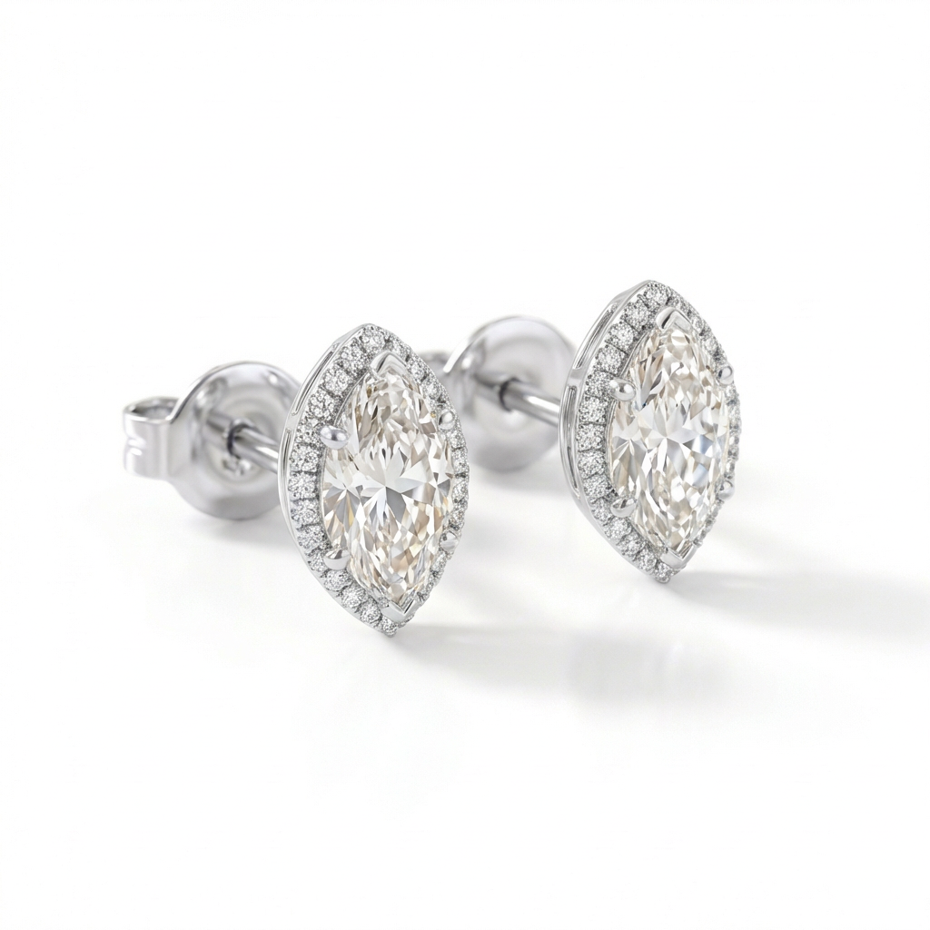 Marquise halo earrings