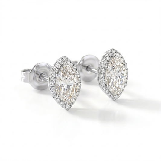 Marquise halo earrings