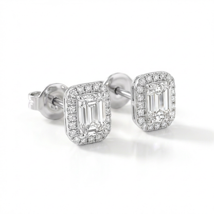 Emerald halo earrings