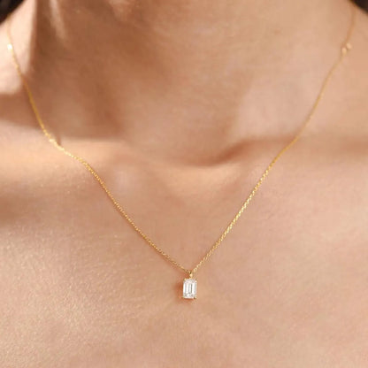 Emerald shape solitaire pendant