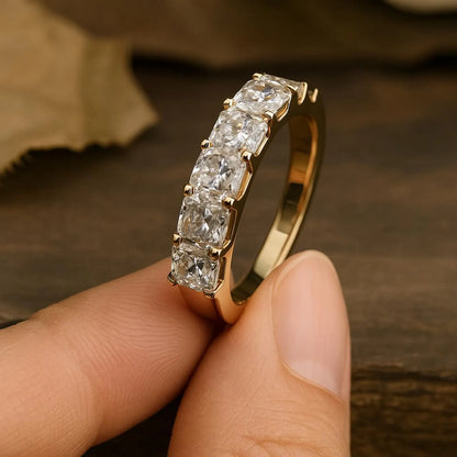 Asscher half eternity ring