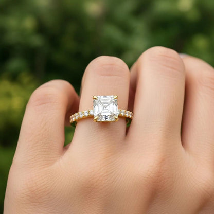 Asscher Diamond pavé ring