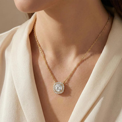 Halo pendant cushion cut