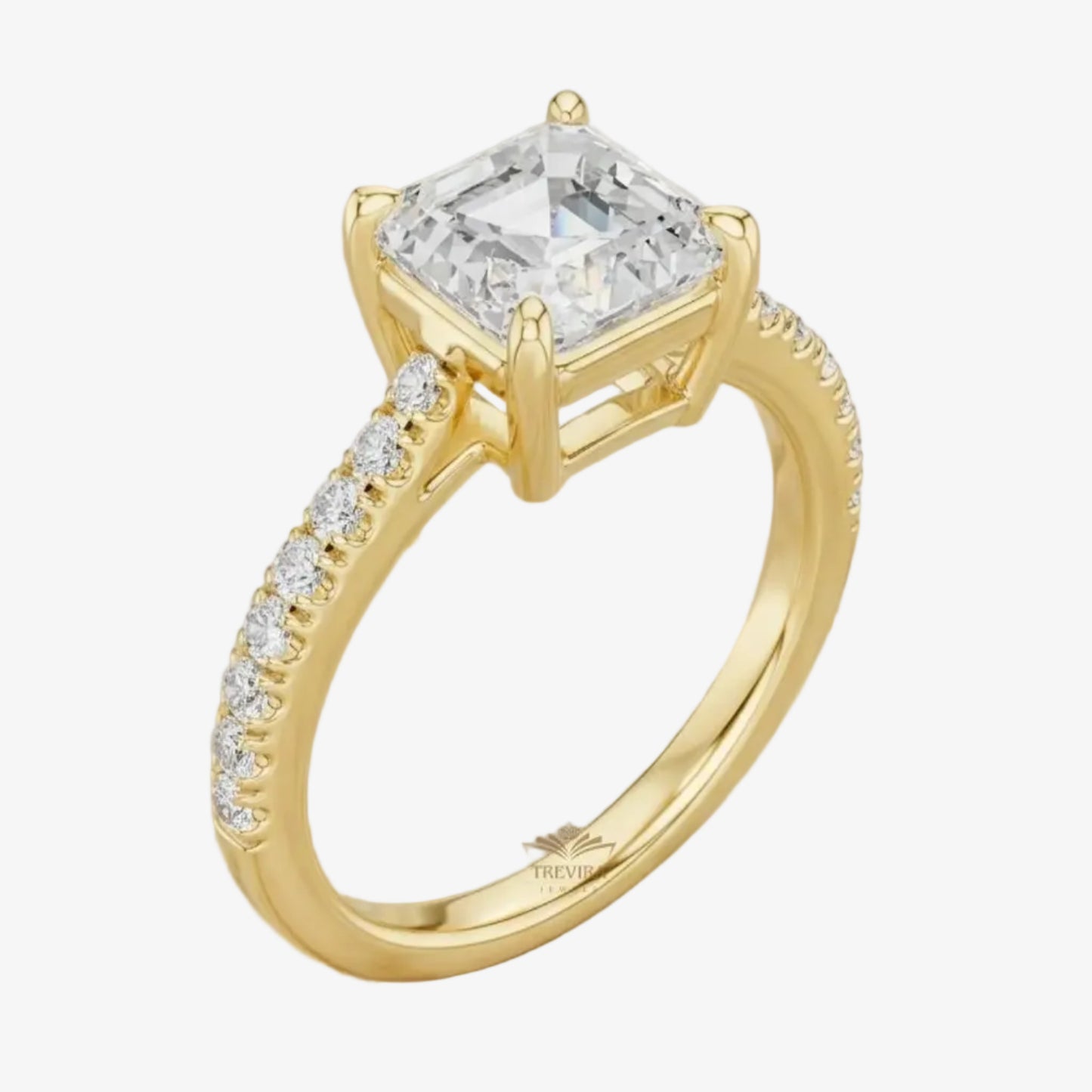 Asscher Diamond pavé ring